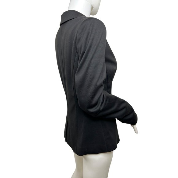 Suzy Shier Women’s Blazer Black M Vintage Shoulder Pads Button Princess Seams - Picture 4 of 16